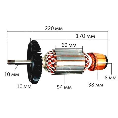 Якорь болгарки Bosch GWS 26-230 B (54х220 10мм резьба)