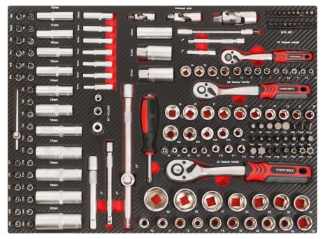 Набор инструментов 165 предметов (1/4":4-14мм,3/8":10-19мм;1/2":10-32мм),в ложементе EVERFORCE FORSAGE EF-21052