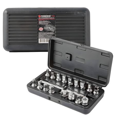 Інструментальний набір для масляних пробок 3/8" 18 предметів у кейсі Forsage