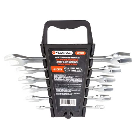Набор ключей рожковых, 6пр.(8х10,12х13,14х15,16х17,18х19,22х24мм), в пластиковом держателе FORSAGE F-5062MP