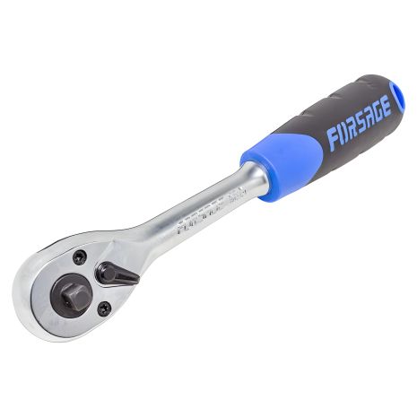 Двостороння реверсивна тріскачка з гумовою ручкою 1/4"-3/8" (72зуб., L-200мм) FORSAGE F-802321