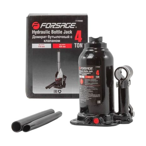 Домкрат пляшковий 4т (h min 170мм, h max 410мм, хід штока 180мм) двоштоковий FORSAGE F-TF0402 Домкрат пляшковий 4т (h min 170мм, h max 410мм, хід штока 180мм) двоштоковий FORSAGE F-TF0402
