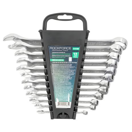 Набор комбинированных ключей 12 предметов в пластиковом держателе ROCKFORCE FORSAGE RF-5121MP