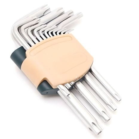 TORX Набір ключів Г-подібних довгих з отвором 15 предметів (Т6Н, T7H, T8H, T9H, Т10Н, Т15Н, Т20Н, Т25Н, Т27Н, Т30Н, Т40Н, Т45Н, Т50Н, Т55Н, Т60Н) у пластиковому