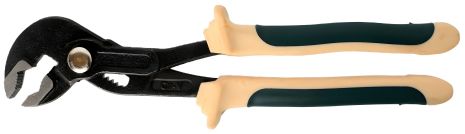 Пассатижи переставные сантехнические, с мелким шагом, кнопкой фиксации и эргономичными ручками CR-V 10"-250мм, на пластиковом держателе ROCKFORCE FORSAGE RF-613250J