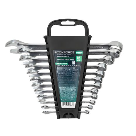 Комбінованих ключів набір 12 предметів у пластиковому тримачі (6-14, 17,19, 22мм) ROCKFORCE RF-5122MP Комбінованих ключів набір 12 предметів у пластиковому тримачі (6-14, 17,19, 22мм) ROCKFORCE RF-5122MP
