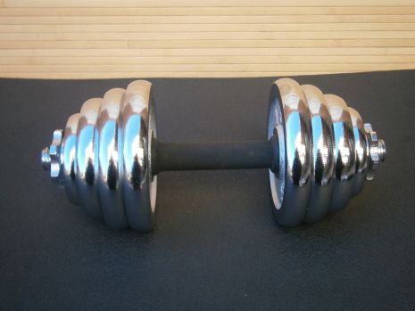 Гантель 1 шт/12,5 кг складная стальная хромированная с резиновой ручкой Sport Lux 33 см/25 мм