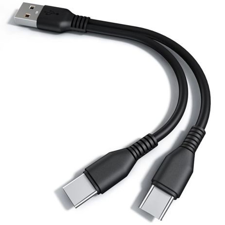 Двойной зарядный кабель USB Type-C с 2мя разъёмами для подключения 2х устройств - 1 метр