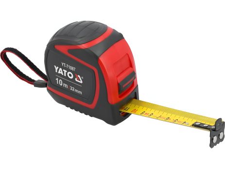 Измерительная рулетка: L= 10 м x 32 мм, стальная лента, миллиметровая шкала [6/24] Yato YT-71087