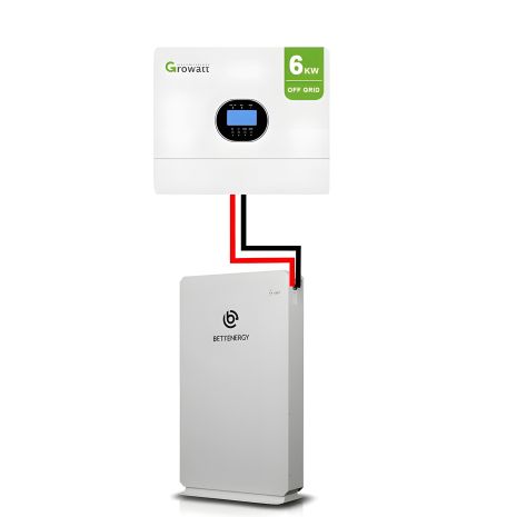 Резервное питание для квартиры с инвертором 6 кВт и Lifepo4 аккумулятором 10.2 кВт/ч Growatt SPF 6000 ES Plus
