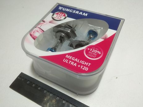 Лампа TUNGSRAM H4 12V 60/55-43 Megalight Ultra +120% (50440SNU.2PL) пара