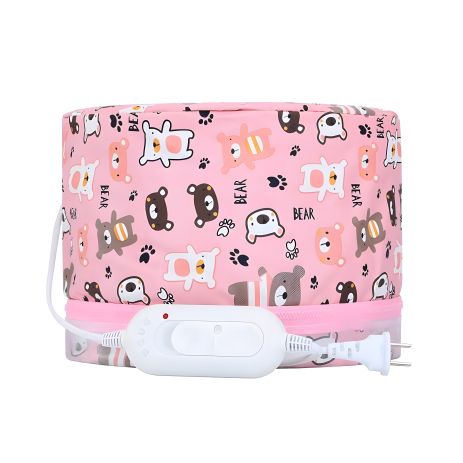 Електрична вінілова термошапка сушуар для масок, ламінування та лікування волосся (рожевий з ведмедиками)