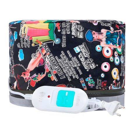 Електрична вінілова термошапка сушуар, для масок, ламінування та лікування волосся (чорна з дівчинкою) – Професійна Електрична вінілова термошапка сушуар, для масок, ламінування та лікування волосся (чорна з дівчинкою) – Професійна