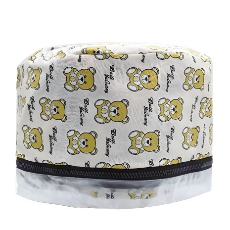 Електрична вінілова термошапка сушуар для масок, ламінування та лікування волосся (біла з ведмедиком)