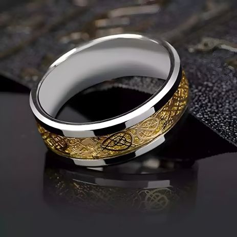 Чоловіче кільце з візерунком влестьелін, золотисте розмір 17-23