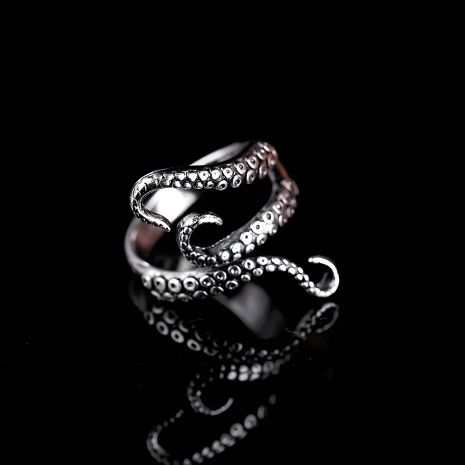 Женское кольцо осьминог, серый, без размера