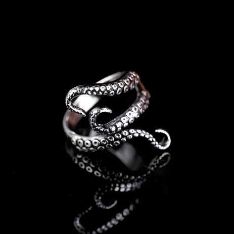 Женское кольцо осьминог, серый, без размера