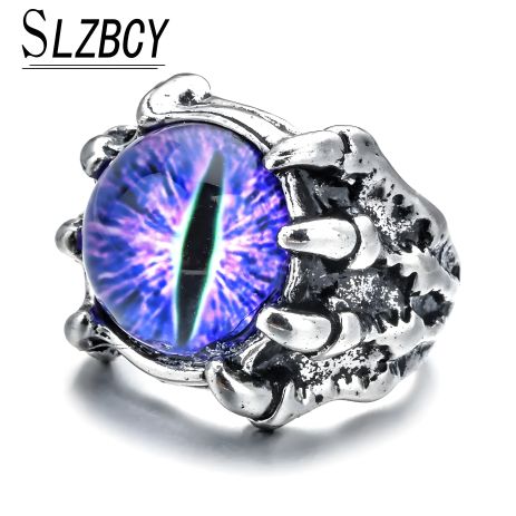 Мужское и женское кольцо "глаз дракона" фиолетового цвета, регулируемый размер