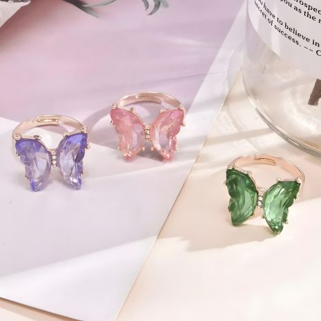 Жіноче біжутерне кільце метелик, різнокольорове, розмір регулюється