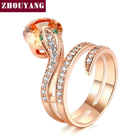 Женское украшение - кольцо змея с камнем в пасти, размер 17-18, цвет персик Женское украшение - кольцо змея с камнем в пасти, размер 17-18, цвет персик