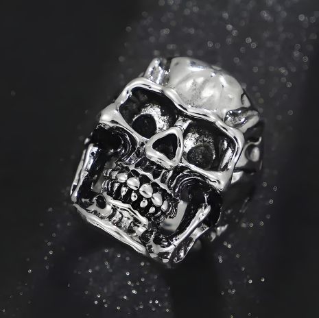 Жіноче чоловіче кільце біжутерія череп хром розмір 18-22 мм