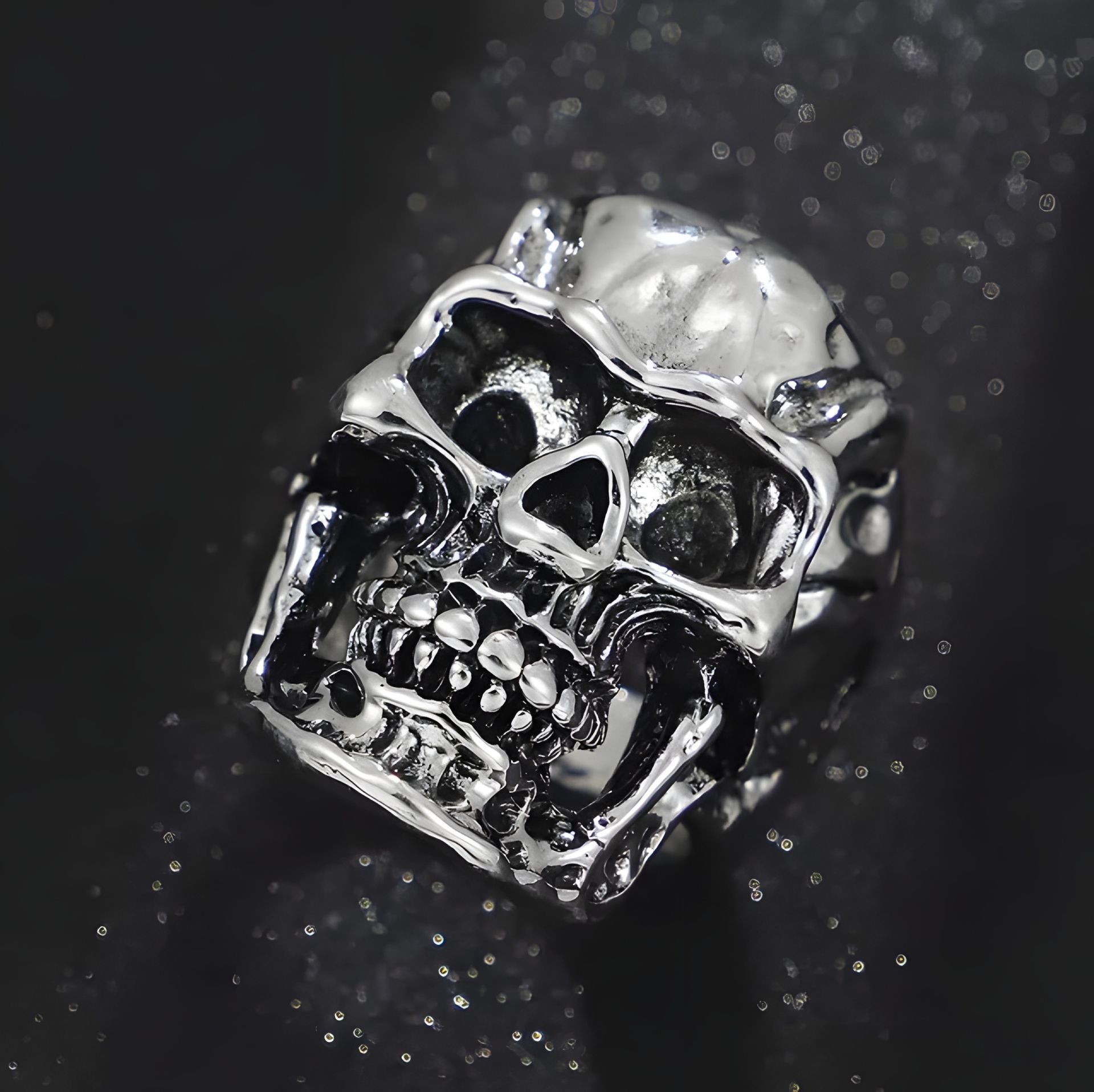Жіноче чоловіче кільце біжутерія череп хром розмір 18-22 мм Жіноче чоловіче кільце біжутерія череп хром розмір 18-22 мм