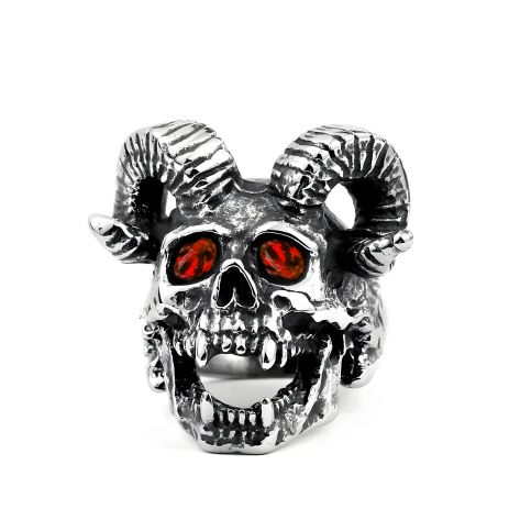 Мужское и женское кольцо с красными глазами дьявола, размер 19-21 Мужское и женское кольцо с красными глазами дьявола, размер 19-21