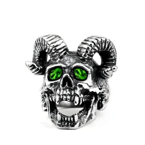 Чоловіче та жіноче кільце з біжутерії - диявол з зеленими очима, розмір 19-21 Чоловіче та жіноче кільце з біжутерії - диявол з зеленими очима, розмір 19-21