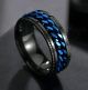 Кільце спінер чорний чоловіче жіноче синя вставка 16-23 Кільце спінер чорний чоловіче жіноче синя вставка 16-23