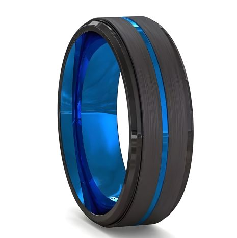 Мужское и женское кольцо с синей акриловой вставкой 16-23