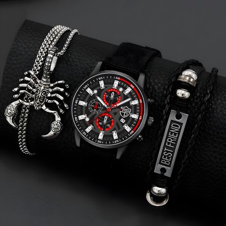 Подарунковий набір кварцових годинників з браслетом та кулоном скорпіон Подарунковий набір кварцових годинників з браслетом та кулоном скорпіон