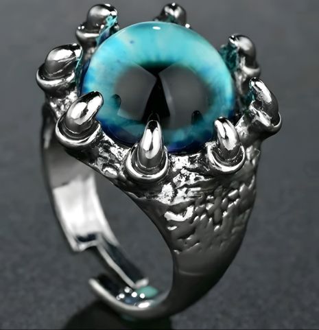Чоловіче жіноче кільце з очем дракона бірюзового кольору, розмір регулюється
