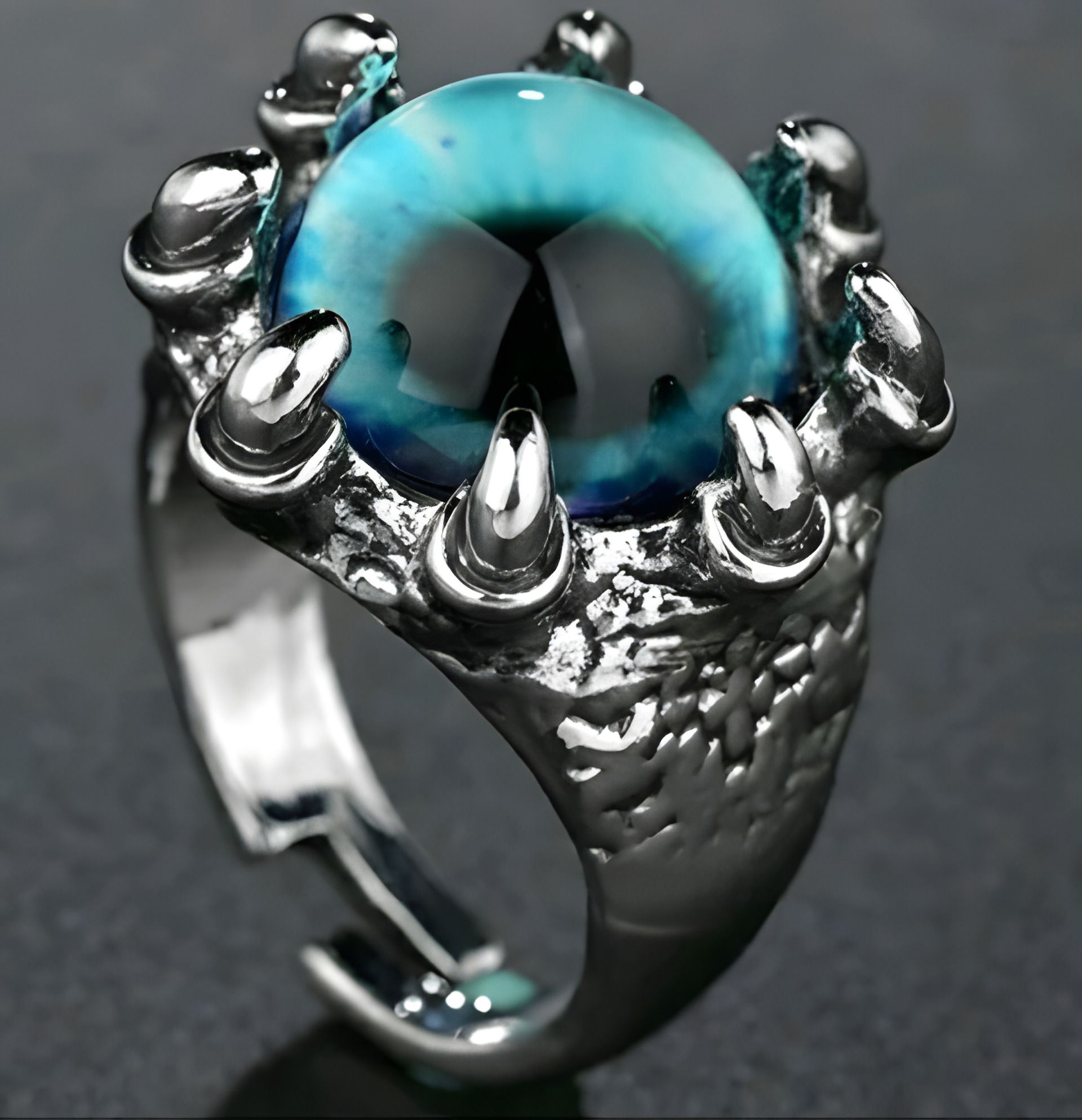 Чоловіче жіноче кільце з очем дракона бірюзового кольору, розмір регулюється Чоловіче жіноче кільце з очем дракона бірюзового кольору, розмір регулюється