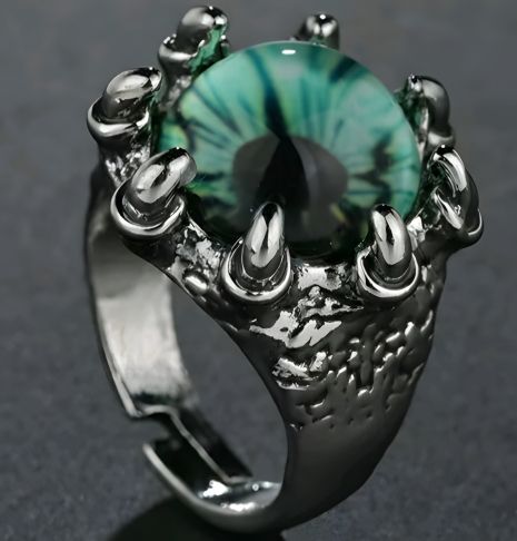 Кільце для чоловіків та жінок з оченятом дракона, сапфірове, регульоване