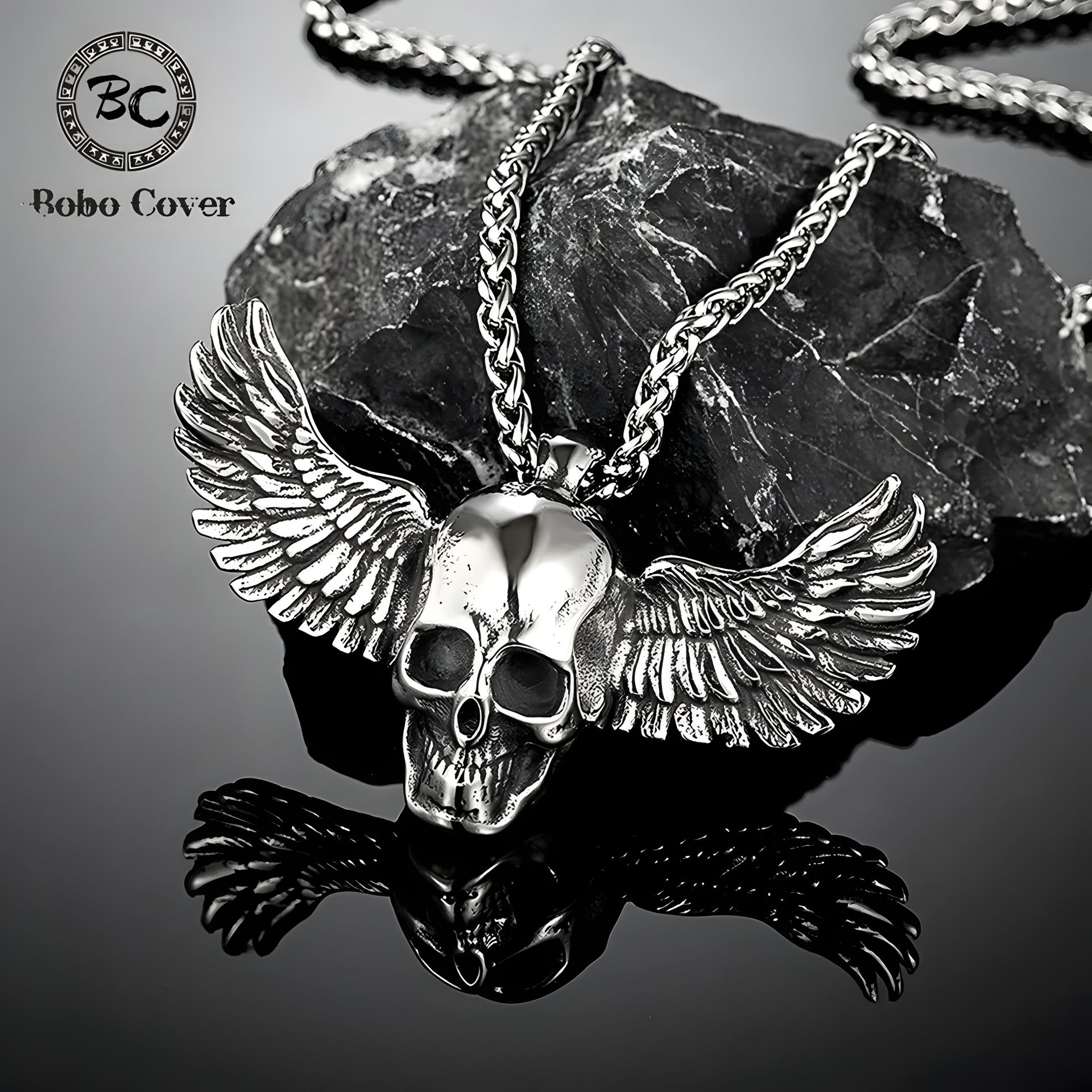 Кулон ланцюжок у вигляді черепа з крилами прикраса біжутерія хром Кулон ланцюжок у вигляді черепа з крилами прикраса біжутерія хром