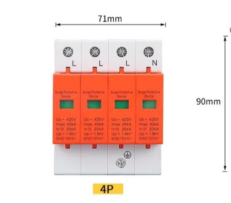 Пристрій захисту на 3 фази від імпульсних перенапруг УЗІП AC 4P 60ka