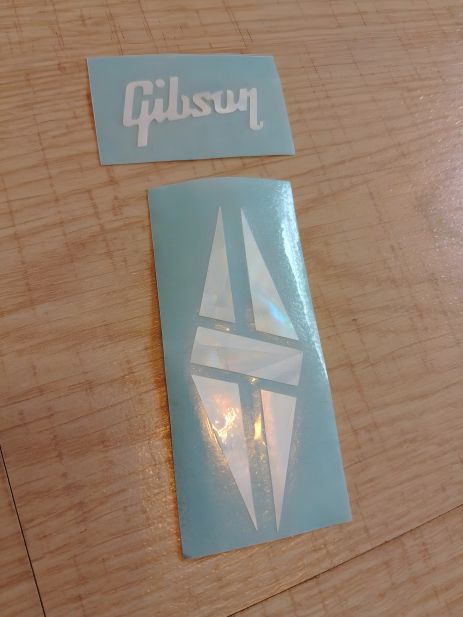 Лого деколь Gibson Custom для гітари Les Paul LP хром