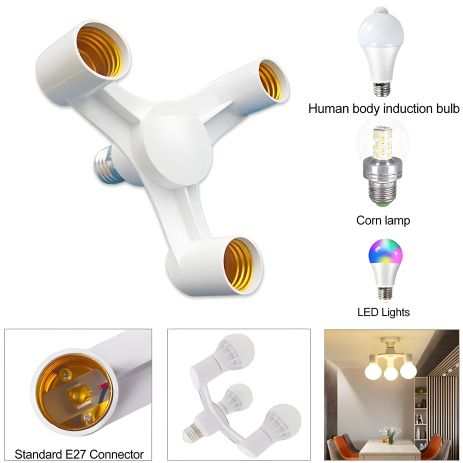 Патрон для лампи-трійник E27 на 85-265 вольтів, на 3 лампи Патрон для лампи-трійник E27 на 85-265 вольтів, на 3 лампи