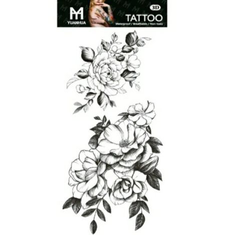 Тату tattoo временное татту наклейка на тело куст роз