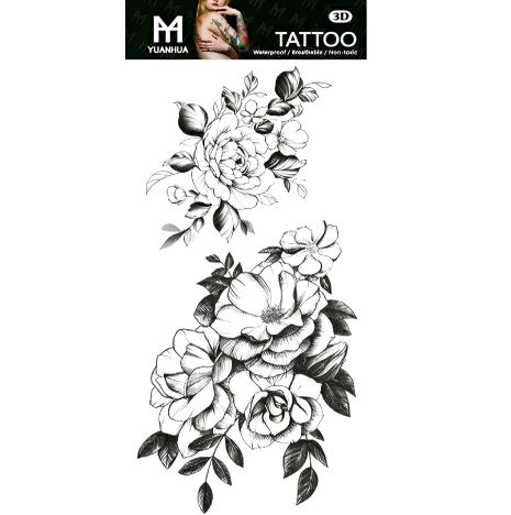 Временная tattoo тату наклейка куст роз на тело Временная tattoo тату наклейка куст роз на тело