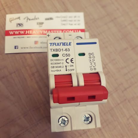 Вимикач автоматичний для сонячних панелей DC 50А 2P