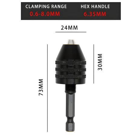 Быстрозащимной патрон черного цвета, до 8 мм Быстрозащимной патрон черного цвета, до 8 мм