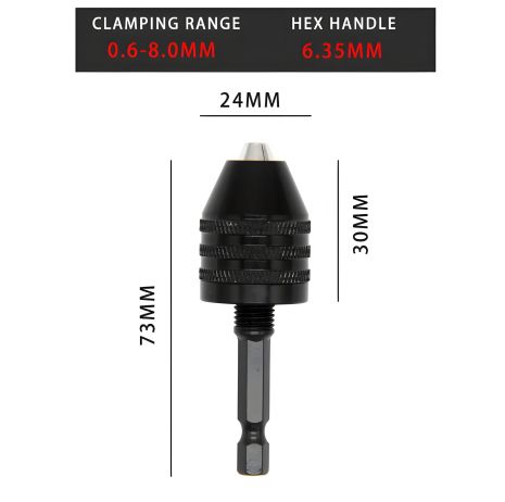 Быстрозащимной патрон черного цвета, до 8 мм