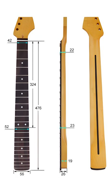 Гриф палісандровий матовий для електрогітари Fender Stratocaster ST Гриф палісандровий матовий для електрогітари Fender Stratocaster ST