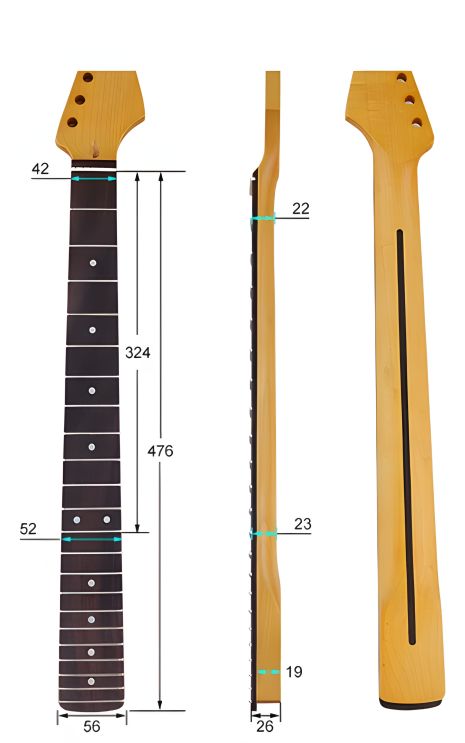 Гриф палісандровий матовий для електрогітари Fender Stratocaster ST Гриф палісандровий матовий для електрогітари Fender Stratocaster ST