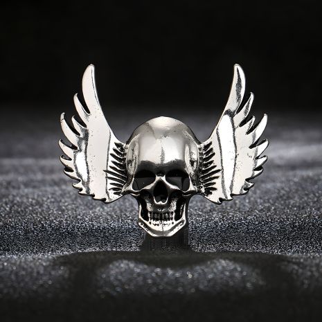Брошь череп с крыльями, размер 32*28 мм