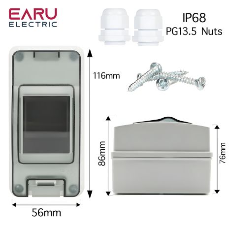 Пластиковий щиток зовнішній на 2 модулі Earu Пластиковий щиток зовнішній на 2 модулі Earu