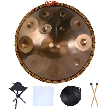 Барабан ханг ганг золотистий 12 нот 432 гц + чохол