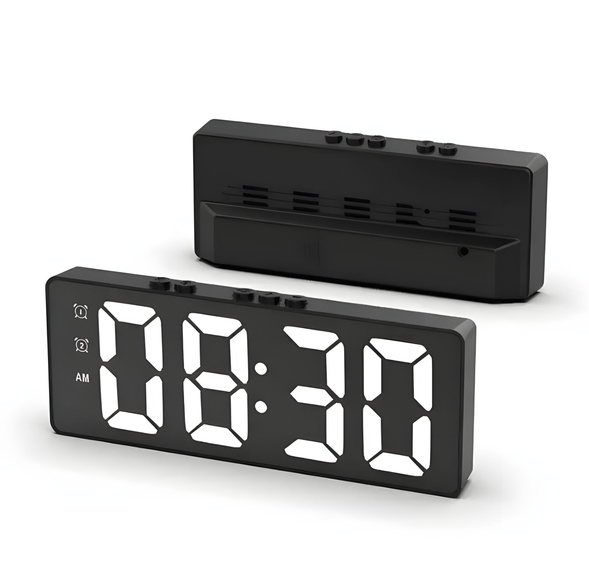 Настольные часы черные с термодатчиком Настольные часы черные с термодатчиком