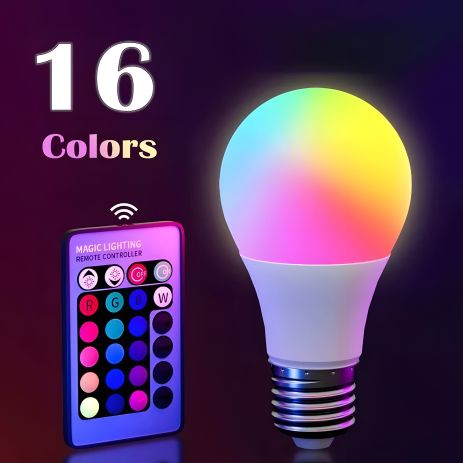 Світлодіодна лампа Led RGB + пульт 220v вольт E27 для дому Світлодіодна лампа Led RGB + пульт 220v вольт E27 для дому